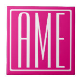 3 Initialen Monogram | Wit op warmroze Tegeltje (Voorkant)