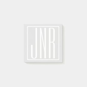 3 Initialen Monogram   Wit & zeer licht grijs Post-it® Notes