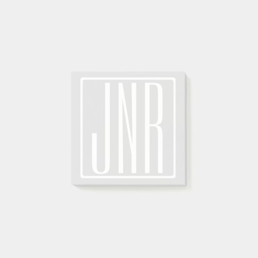 3 Initialen Monogram | Wit & zeer licht grijs Post-it® Notes (Voorkant)