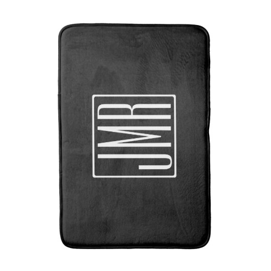 3 Initialen Monogram | Zwart-wit (of dij kleur) Badmat (Voorkant Verticaal)