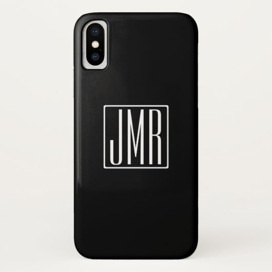 3 Initialen Monogram | Zwart-wit (of dij kleur) Case-Mate iPhone Case (Achterkant)