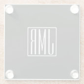 3 Initialen Monogram | Zwart-wit (of dij kleur) Glazen Onderzetter (Achterkant)