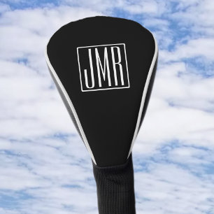 3 Initialen Monogram Zwart-wit (of dij kleur) Golfheadcover
