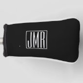 3 Initialen Monogram | Zwart-wit (of dij kleur) Golfheadcover (Voorkant)