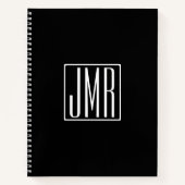 3 Initialen Monogram | Zwart-wit (of dij kleur) Notitieboek (Voorkant)