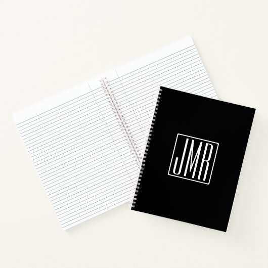3 Initialen Monogram | Zwart-wit (of dij kleur) Notitieboek (Binnen)