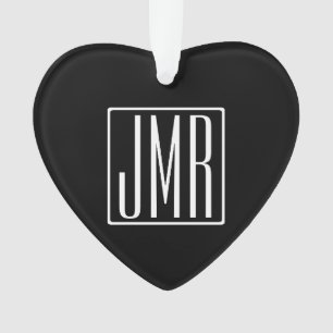 3 Initialen Monogram   Zwart-wit (of dij kleur) Ornament