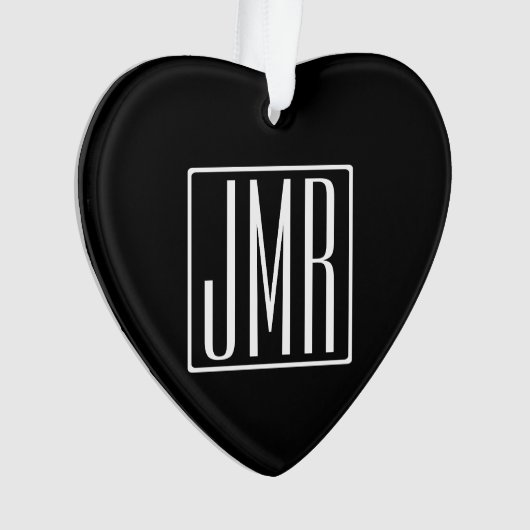 3 Initialen Monogram | Zwart-wit (of dij kleur) Ornament (voorkant)