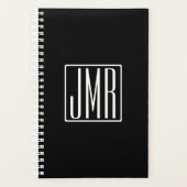 3 Initialen Monogram | Zwart-wit (of dij kleur) Planner (Voorkant)