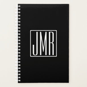 3 Initialen Monogram Zwart-wit (of dij kleur) Planner