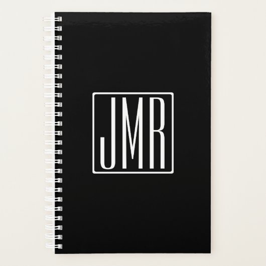 3 Initialen Monogram | Zwart-wit (of dij kleur) Planner (Voorkant)