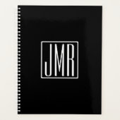3 Initialen Monogram | Zwart-wit (of dij kleur) Planner (Voorkant)