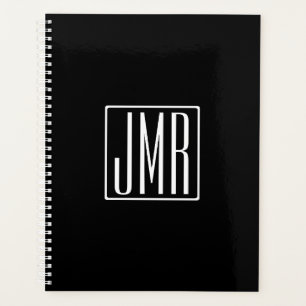 3 Initialen Monogram Zwart-wit (of dij kleur) Planner