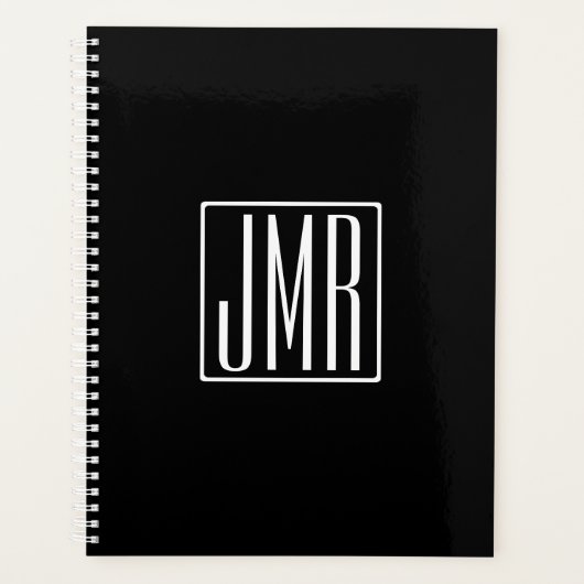 3 Initialen Monogram | Zwart-wit (of dij kleur) Planner (Voorkant)