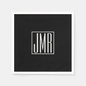 3 Initialen Monogram | Zwart-wit (of dij kleur) Servet (Voorkant)