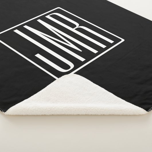 3 Initialen Monogram | Zwart-wit (of dij kleur) Sherpa Deken (3/4)