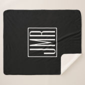 3 Initialen Monogram | Zwart-wit (of dij kleur) Sherpa Deken (Voorkant (horizontaal))