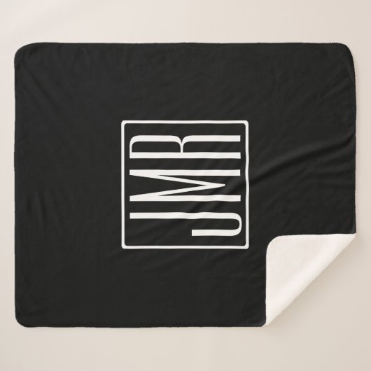 3 Initialen Monogram | Zwart-wit (of dij kleur) Sherpa Deken (Voorkant (horizontaal))