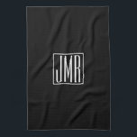 3 Initialen Monogram | Zwart-wit (of dij kleur) Theedoek<br><div class="desc">Je drie initialen monogrammed.</div>