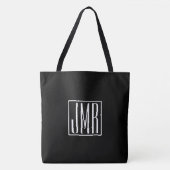 3 Initialen Monogram | Zwart-wit (of dij kleur) Tote Bag (Voorkant)