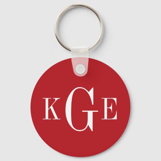 3 initieel monogram rood wit bruidsjonkers sleutel sleutelhanger (Voorkant)