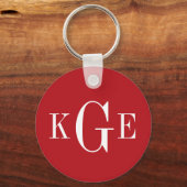 3 initieel monogram rood wit bruidsjonkers sleutel sleutelhanger (Voorkant)