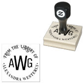 3 initiële letter monogram #1 bibliotheek boeknaam rubberstempel (Gestempeld)