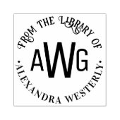 3 initiële letter monogram #1 bibliotheek boeknaam rubberstempel (Afrduk)