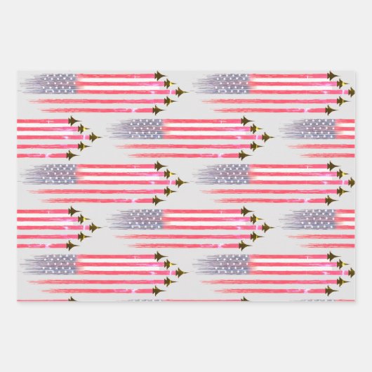 3 inpakpapier vellen Amerikaanse vlag vliegtuig (Voorkant 3)
