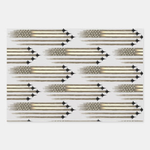 3 inpakpapier vellen Amerikaanse vlag vliegtuig