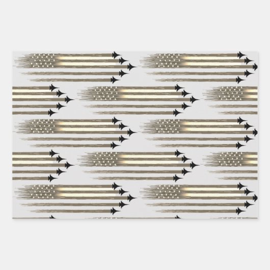 3 inpakpapier vellen Amerikaanse vlag vliegtuig (Voorkant)