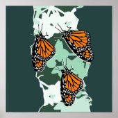 3 Insect Monarch Butterflies Oranje & Groen Poster (Voorkant)