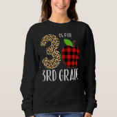 3 Is For 3rd Grade Teacher Leopard Buffalo Plaid S Trui (Voorkant)