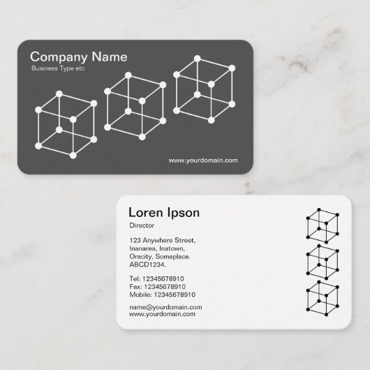 3 isometrische blokjes - wit op grijs visitekaartje (Voorkant / Achterkant)