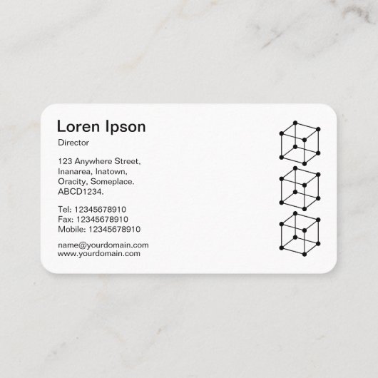 3 isometrische blokjes - wit op grijs visitekaartje (Achterkant)