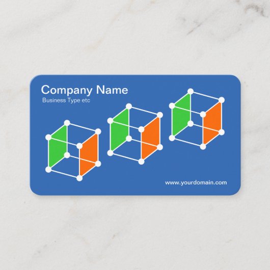3 Isometrische kubussen v2 - Blauwdruk/wit Visitekaartje (Voorkant)