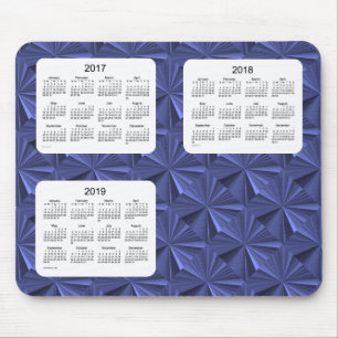 3 jaar 2017-2019 Blue Diamonds Calendar Mousepad Muismat
