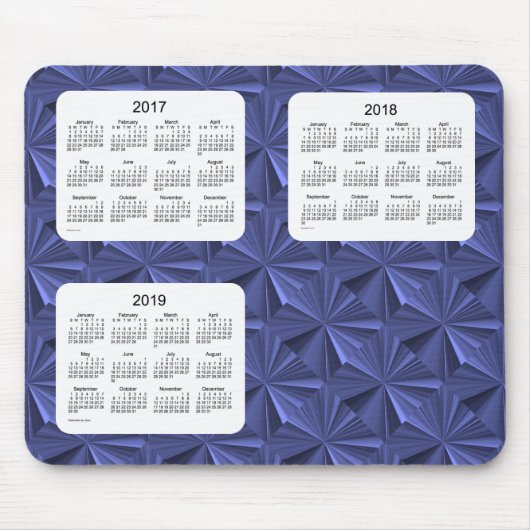 3 jaar 2017-2019 Blue Diamonds Calendar Mousepad Muismat (Voorkant)