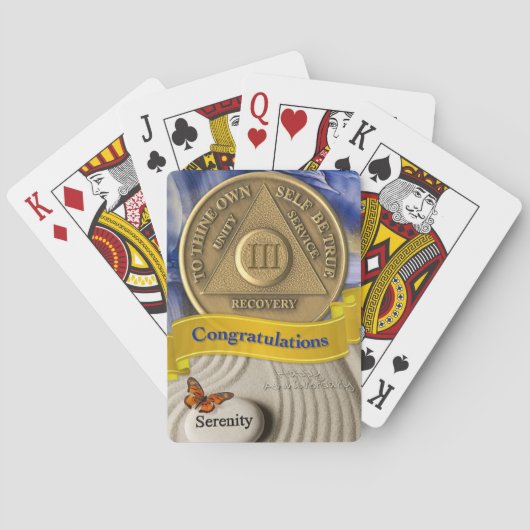 3 Jaar AA Jubileummunt Sereniteit Pokerkaarten (Achterkant)