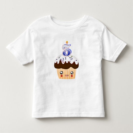 3 jaar Cupcake T - Blauw Kinder Shirts (Voorkant)