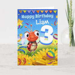 3 jaar Custom verjaardagskaart Little Ladybug bere Kaart