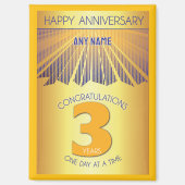 3 Jaar | Golden Ray 12 Stappen Aangepaste Naam Magneet (Voorkant)