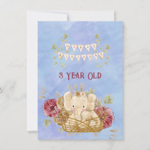 3 jaar Happy Birthday Elephant Baby Boy