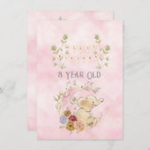 3 jaar Happy Birthday Elephant Baby Girl (Voorkant / Achterkant)