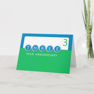 3 jaar Jubilea voor werknemers, groen, blauw Kaart