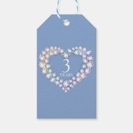 3 jaar kristallen jubileum hart lichtblauw cadeaulabel