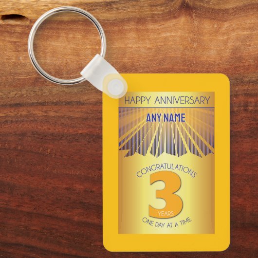 3 Jaar Nuchter Jubileum | Gouden Straal 12 Stappen Sleutelhanger (Voorkant)