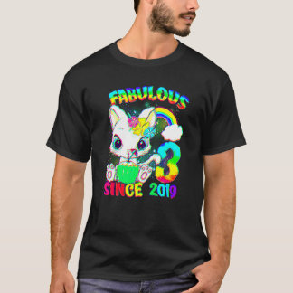 3 jaar oud 3e verjaardag van de cute cat Girl Fabu T-shirt