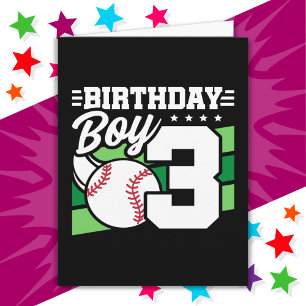 3 Jaar Oud Baseball Party Thema 3e Verjaardag Jong Kaart