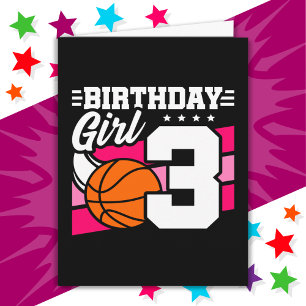 3 Jaar Oud Basketbal Party 3e Verjaardag Meisje Kaart